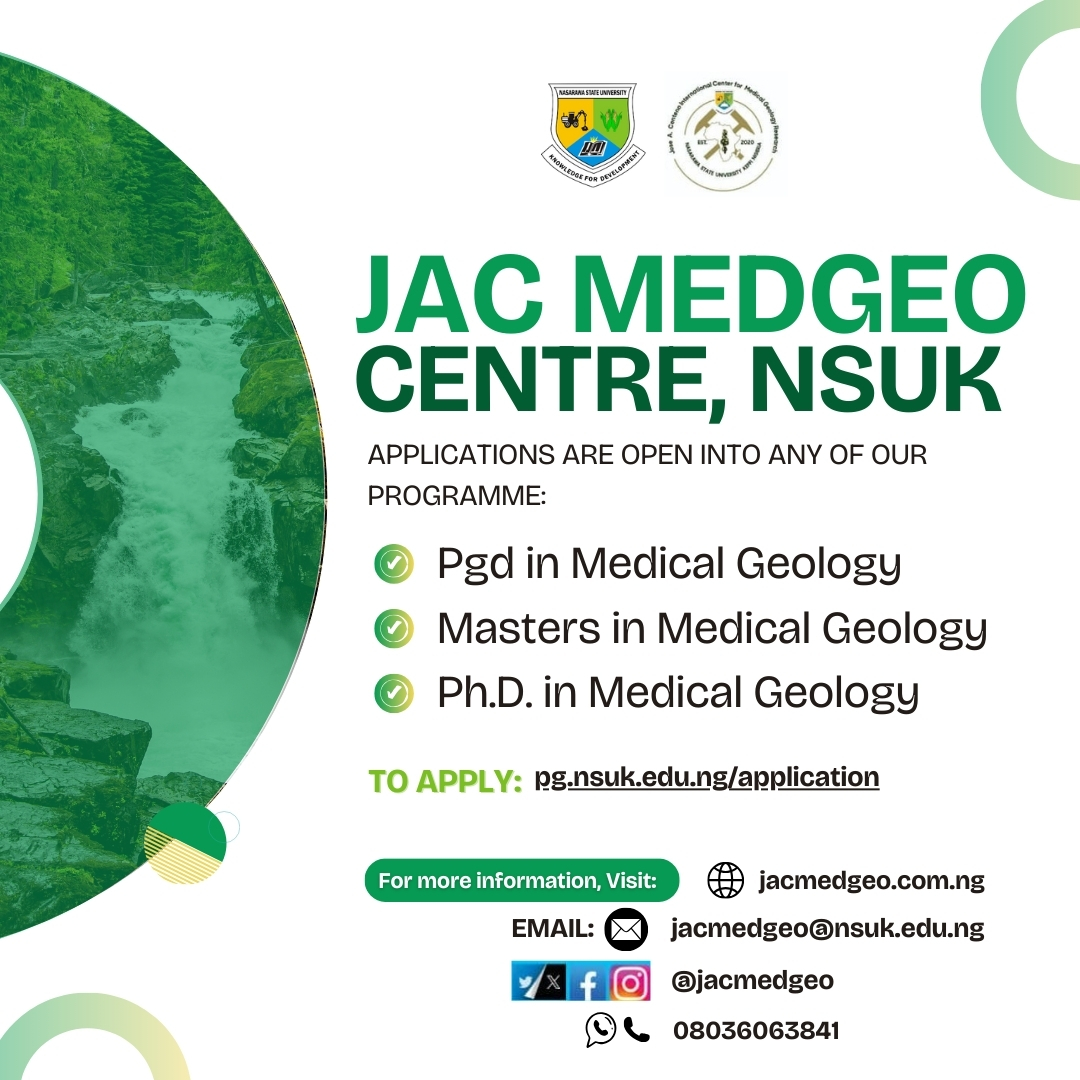 Read more about the article JAC MED GEO CENTRE NSUK releases application into PGD, MSC and PHD programme.
