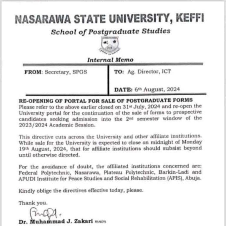 Extension of Application Form for 2023/2024 Postgraduate Academic Session