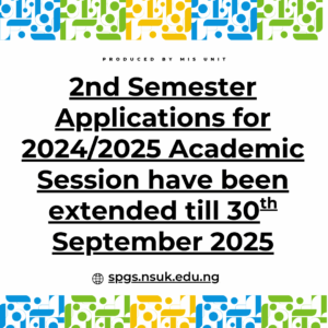 Read more about the article 2ND SEMESTER APPLICATIONS FOR 2024/2025 ACADEMIC SESSION HAS BEEN EXTENTED TILL 30TH SEPTEMBER 2025