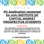 PG Application reopened for only INSTITUTE OF CAPITAL MARKET PROSPECTIVE STUDENTS