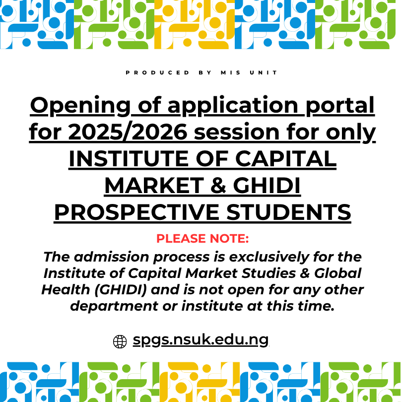 Read more about the article Opening of application portal for 2025/2026 session for only INSTITUTE OF CAPITAL MARKET & GHIDI PROSPECTIVE STUDENTS