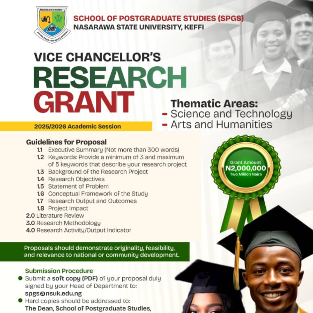 Read more about the article Call for Proposal for the Vice Chancellor Research Grant for 2025/2026 Academic Session!